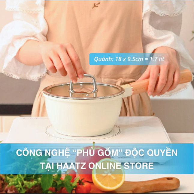 Quánh Phủ Gốm Chống Dính Haatz - Made In Korea Dùng Trên Mọi Loại Bếp - Bảo Hành Chính Hãng 2 Năm