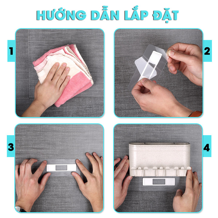 Kệ treo bàn chải và lấy kem tự động 4 cốc cao cấp mẫu mới