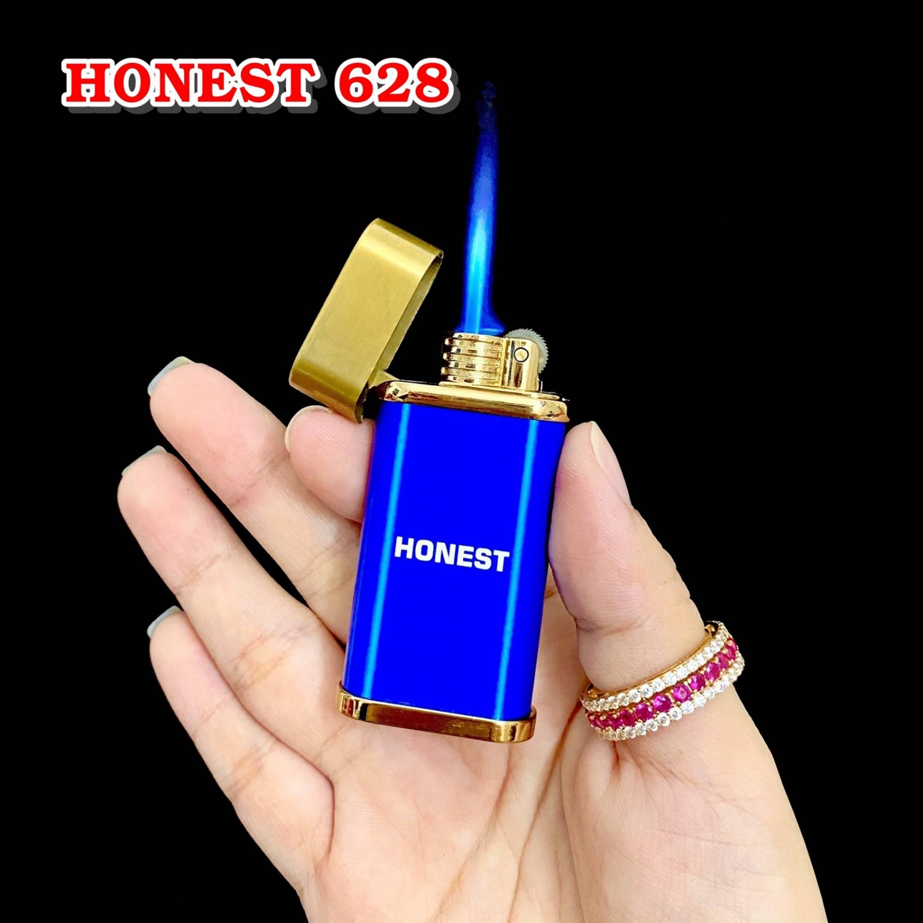 Hột quẹt bật lửa khè HONEST 628 gas đá rảnh tay nhiều màu - xài gas