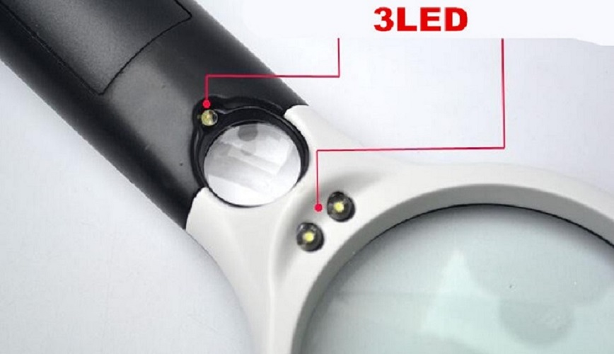 Kính lúp cầm tay 3x-45x đọc sách, báo xem tử vi cao cấp có đèn hỗ trợ ánh sáng