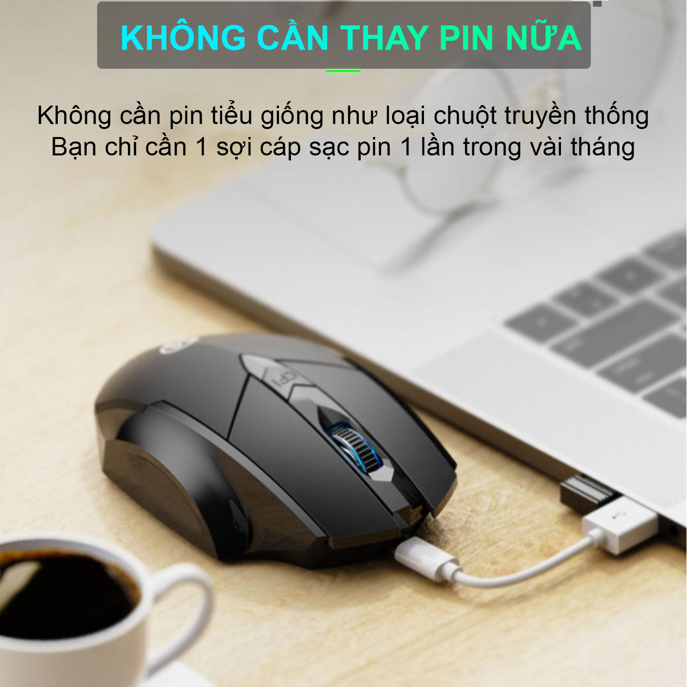 Chuột gaming không dây sạc pin Sidotech P6W cho game thủ chơi game chuyên nghiệp kết nối Wireless 2.4G không độ trễ, pin sạc sử dụng 30 ngày tương thích máy tính laptop window Mac OS - Hàng Chính Hãng