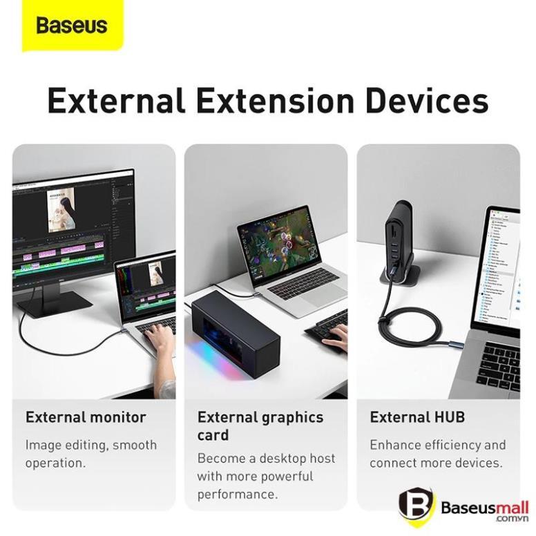 Baseus -BaseusMall VN Cáp sạc Baseus Flash Series USB4 Full Featured Data Cable Type-C to Type-C 100w (Hàng chính hãng)