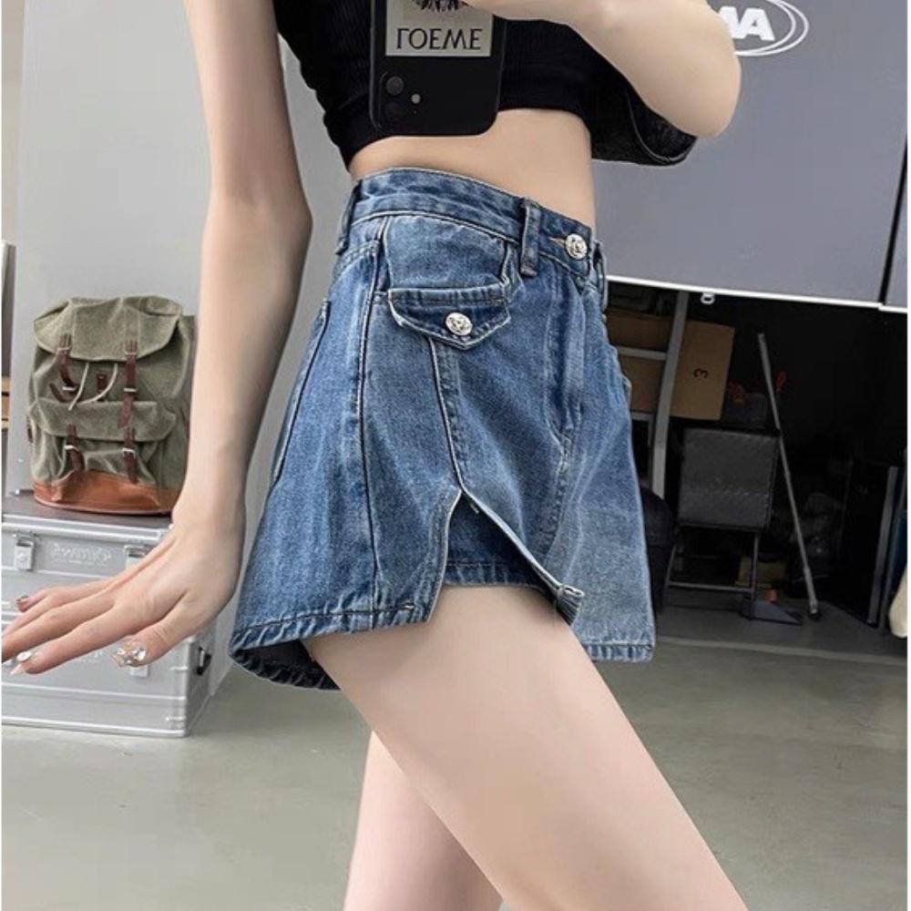 Quần giả váy Jean Bigsize Nữ chất mềm đẹp dáng chữ A lưng cao tôn dáng không co giãn BIGSIZE CÔ NHỎ - GV3