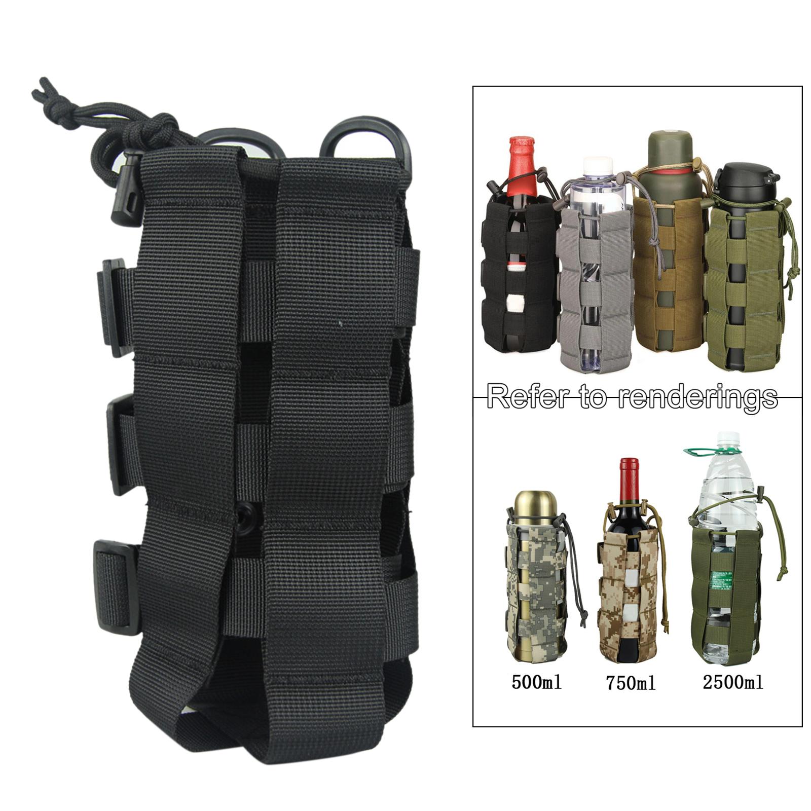 Sports Water Bottles Pouch Bag, 0.3L - 0.8L Tactical Drawstring Molle Water Bottle Holder Pouches Portable Travel Tactical Hydration Carrier Bags