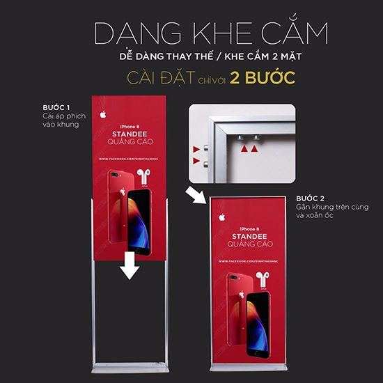 STANDEE NGOÀI TRỜI NHÔM CAO CẤP 80X200CM