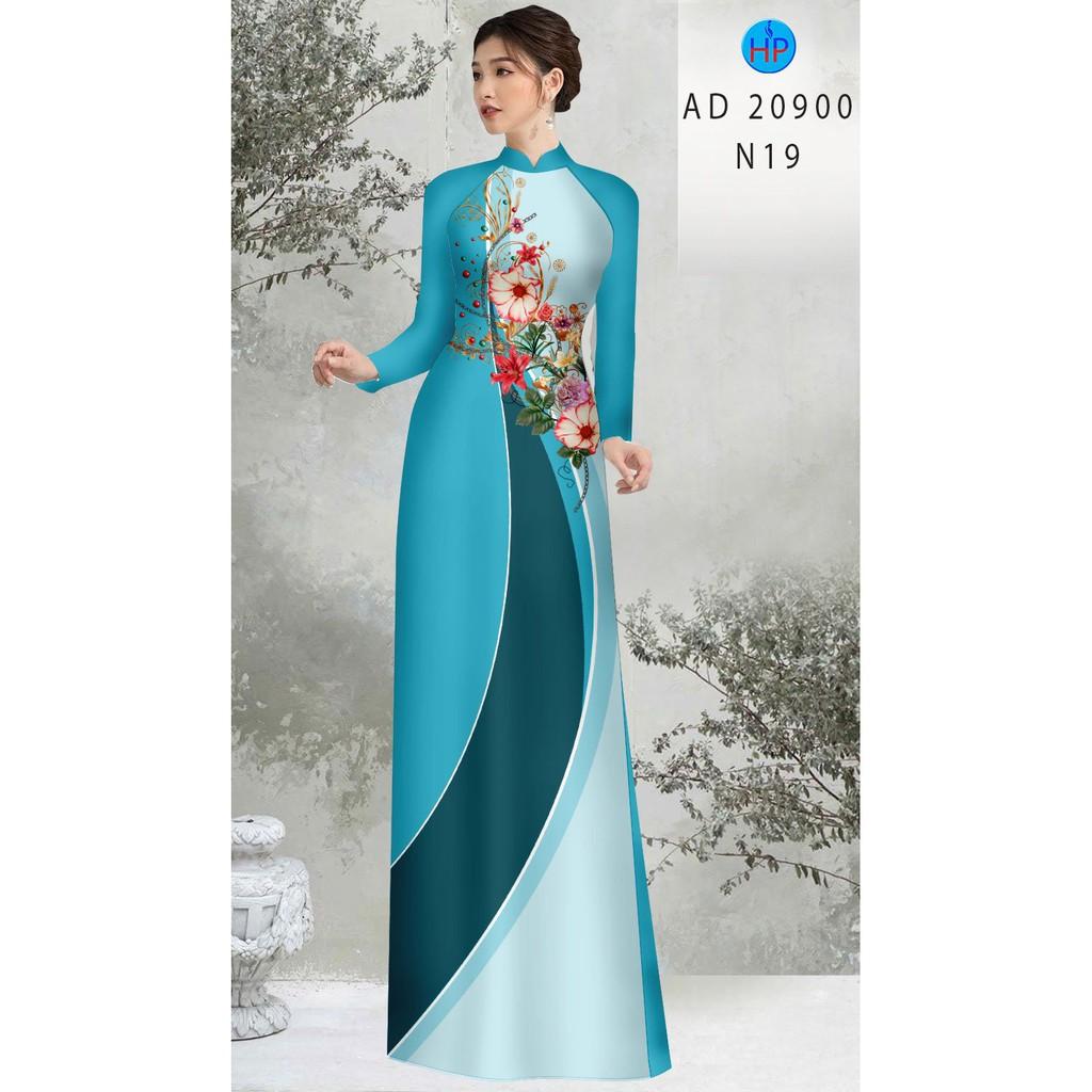 Vải lụa may áo dài in hoa mẫu đơn cao cấp