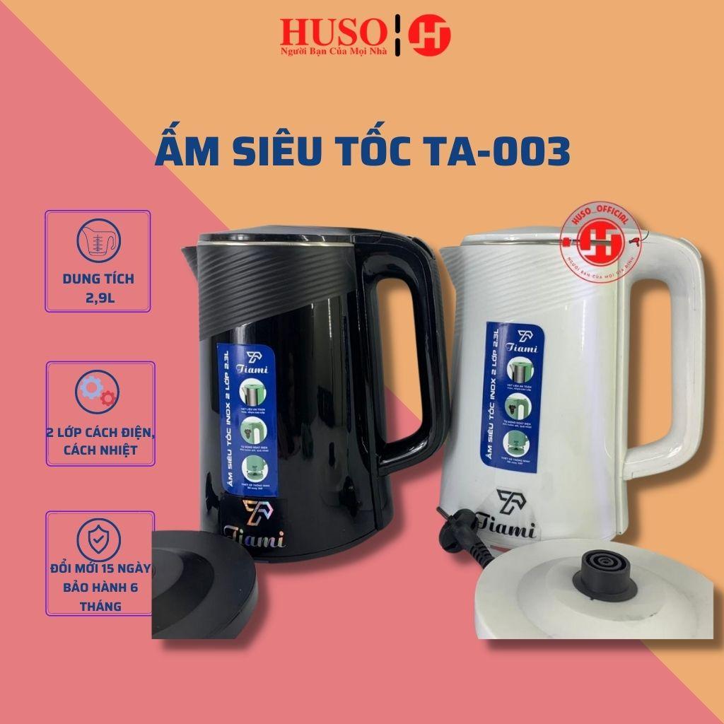 Ấm siêu tốc 2 lớp Inox TA-003 (2.9L) - Ấm Đun Nước 1500W Đun Sôi Nhanh Vỏ nhựa PP an toàn. Lòng thép không gỉ