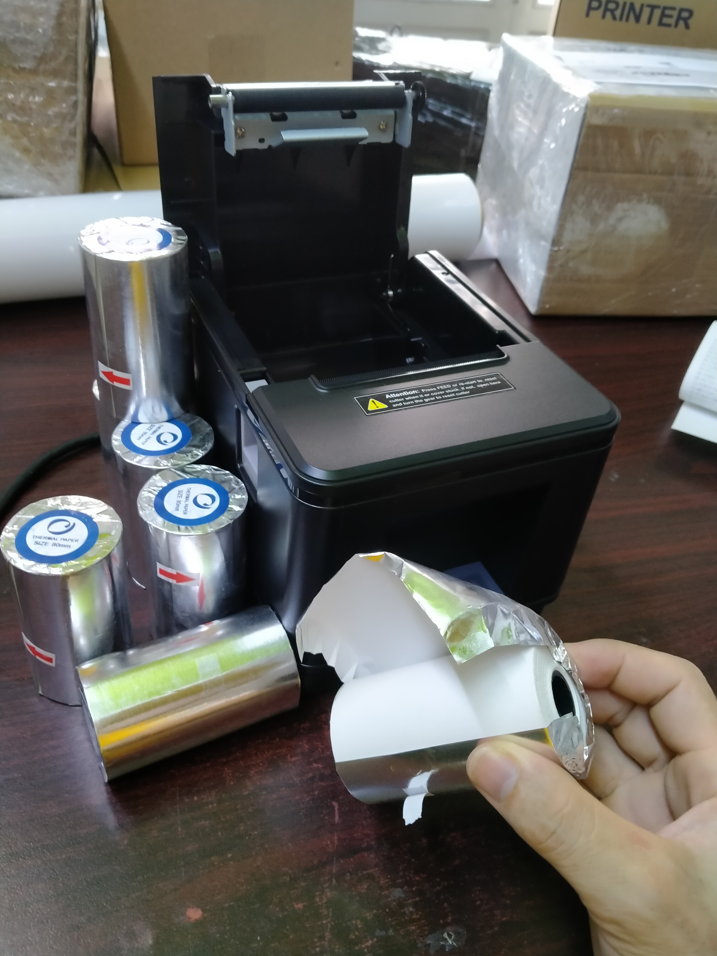 Combo 50 cuộn giấy in hóa đơn, giấy in nhiệt, in bill K80, phi 45