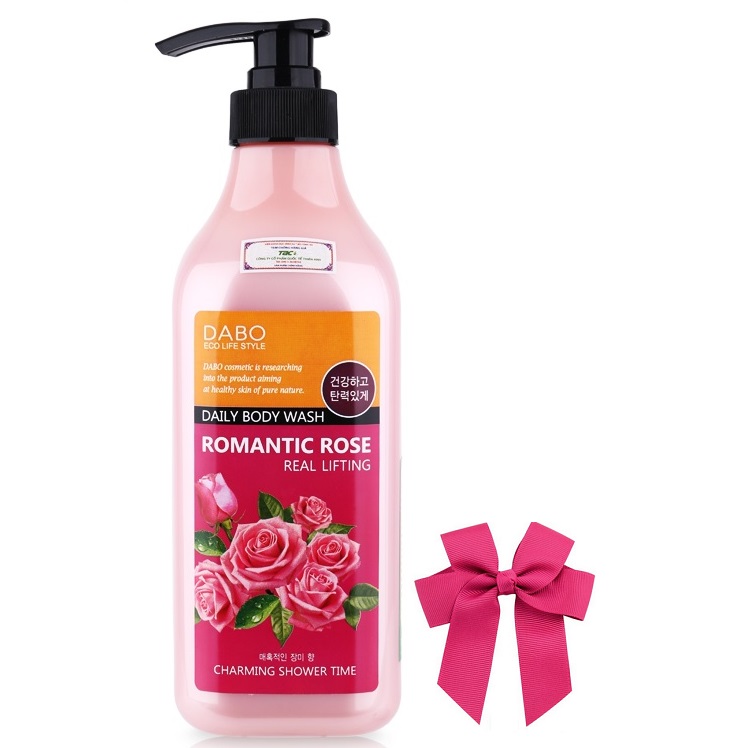 Sữa tắm hương hoa hồng sạch da thơm mát DABO ROMANTIC ROSE Hàn quốc ( 750ml) và kẹp nơ