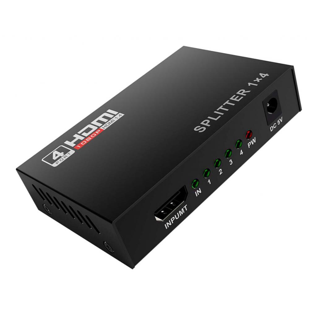 1X4 Full HD HDMI Splitter 4 Port Hub Repeater Amplifier AC/DC Power Adapter