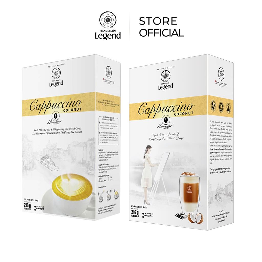 Combo 2 Hộp Cà phê Hòa Tan Cappuccino Coconut - Trung Nguyên Legend - 12 gói (Ít ngọt, béo, thơm)