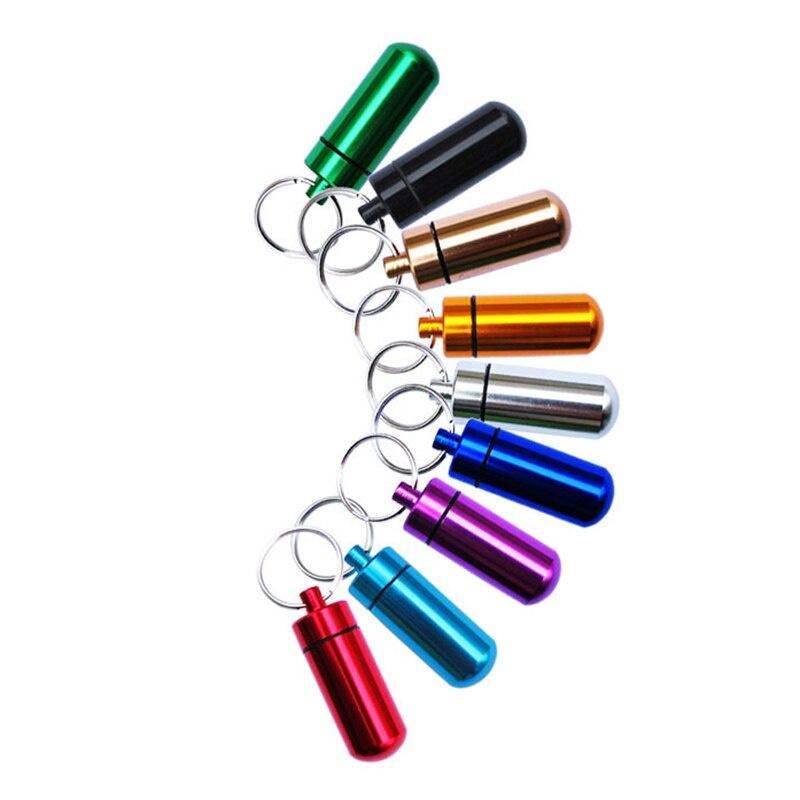 Aluminum Alloy Waterproof Medicine Bottle Vitamin Medicine Storage Box With Key Chain Portable Waterproof Medicine Box