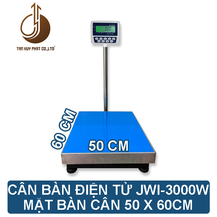 Cân Bàn Điện Tử JWI-3000W - Mặt Bàn Cân 500x600MM