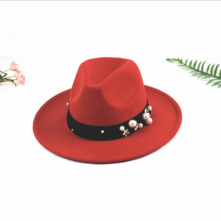 Nón phớt fedora retro vành rộng vải dạ nỉ mũ jazz đính hạt sang trọng dành cho cả nam và nữ hàng cao cấp - Smice House