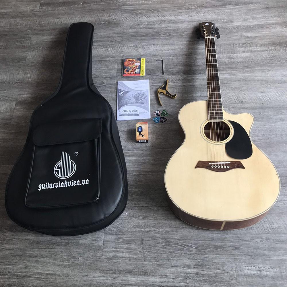 Đàn guitar acoustic SV-A4 gỗ hồng đào cao cấp  - Đàn có ty và bọc tút bảo vệ cần - Tặng full phụ kiện