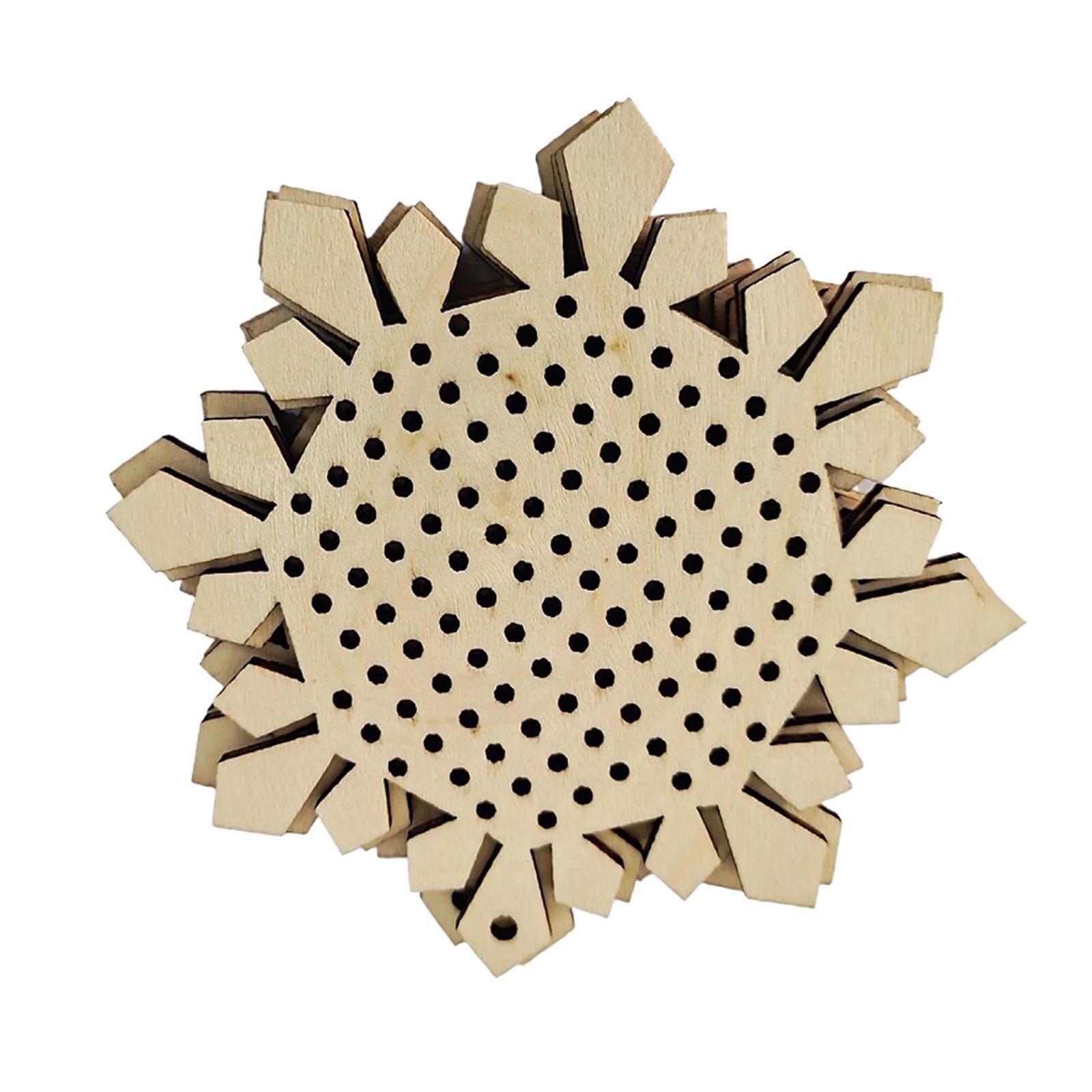 12Pcs Cross Stitch Pendant Blank Wood Shapes for Handmade Embroidery Style 1