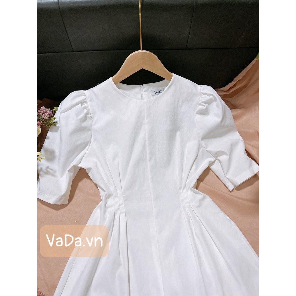 Váy đầm dự tiệc tay ngắn cổ tròn đơn giản chít eo siêu iu