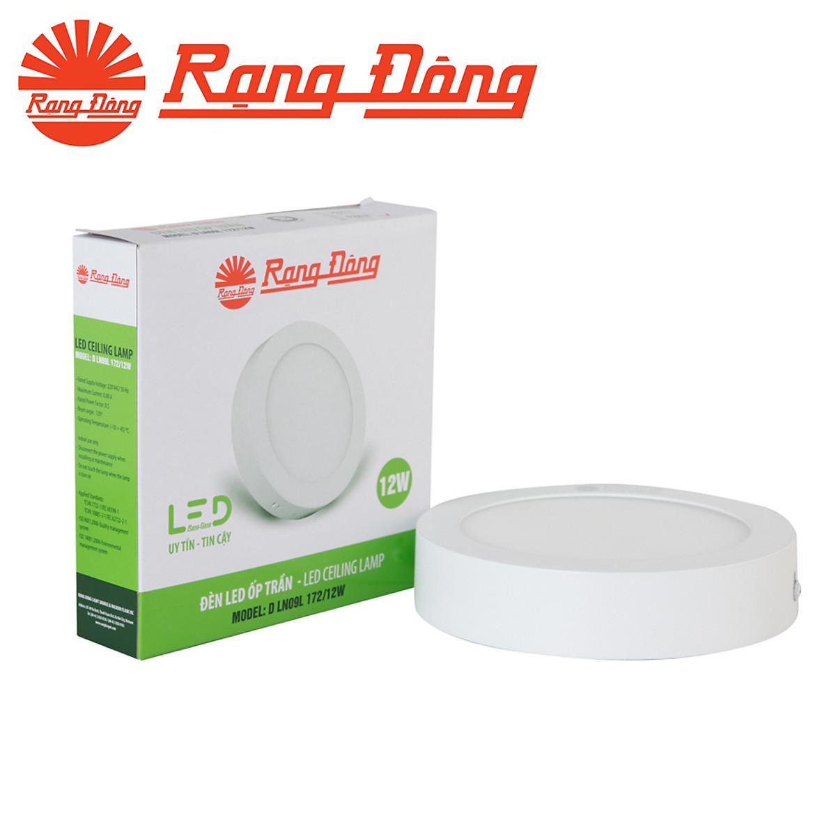 Đèn led ốp trần tròn 12W chính hãng Rạng Đông, mã D LN09L 172/12W - 5 cái