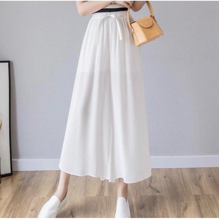 Quần lanh 2 lớp phong cách ulzzang dáng suông, giả váy mềm đẹp phối đồ thời trang nữ ống rộng.