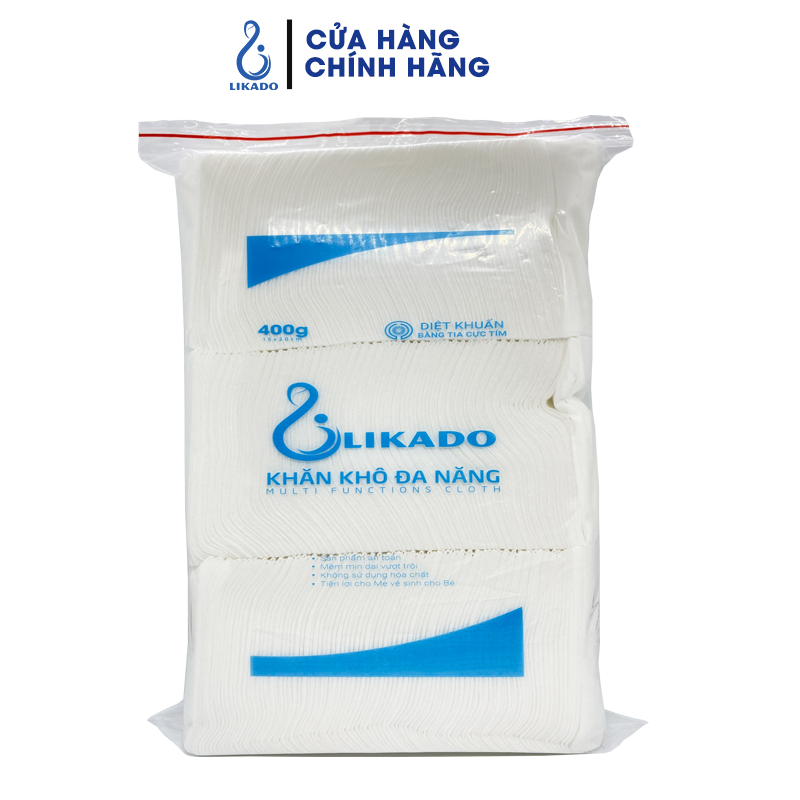 4 Bịch Khăn vải khô đa năng LIKADO 400g Mẫu Mới (15 x 20cm) 