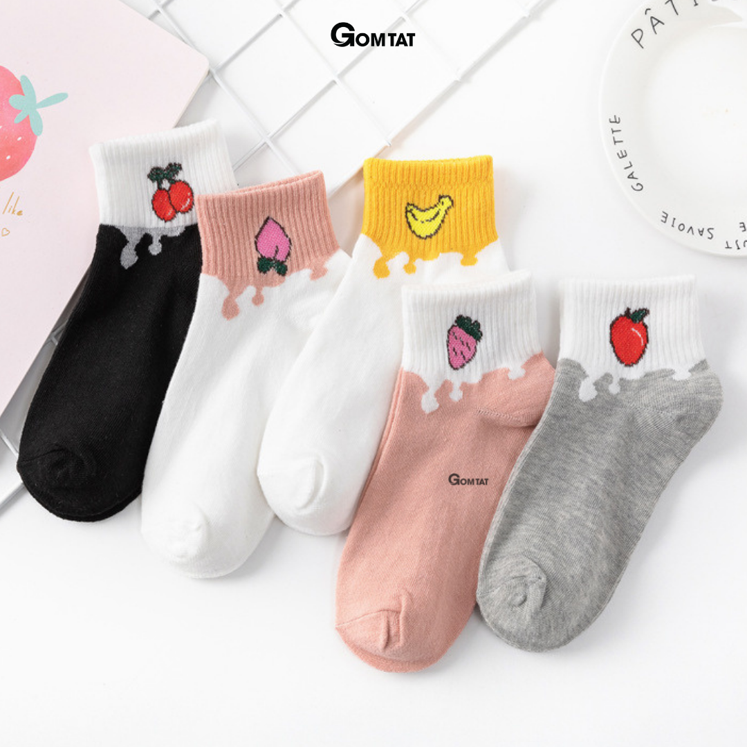 Vớ Nữ Cổ Ngắn Họa Tiết Nhiều Màu, Tất Cổ Ngắn Nữ Sử Dụng Cả Tuần - CB082