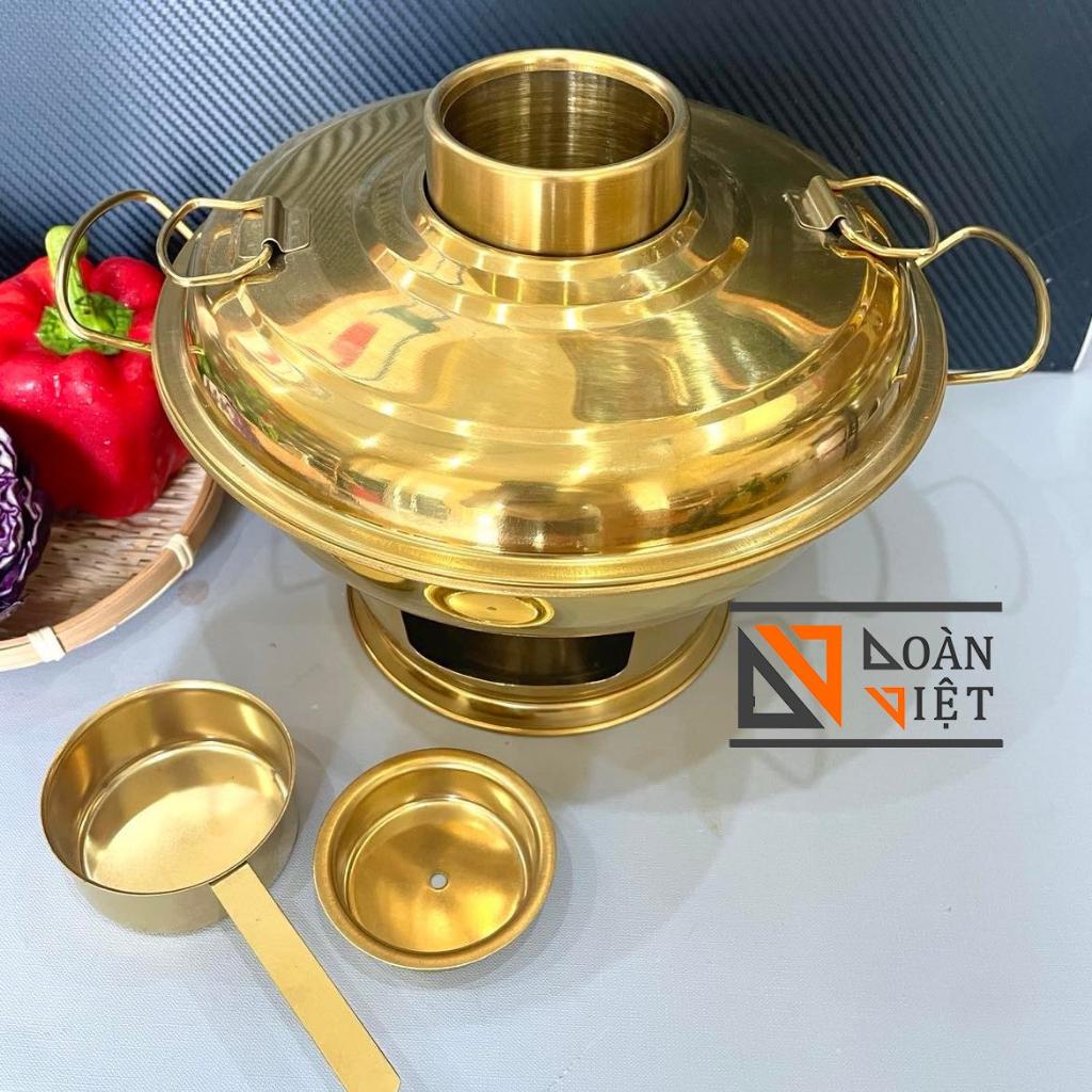 Nồi Lẩu cù lao CỔ ĐIỂN sử dụng THAN hoặc CỒN INOX 304 màu Vàng sang trọng . Size 24cm/ 22cm INOX . Dụng cụ nấu bếp