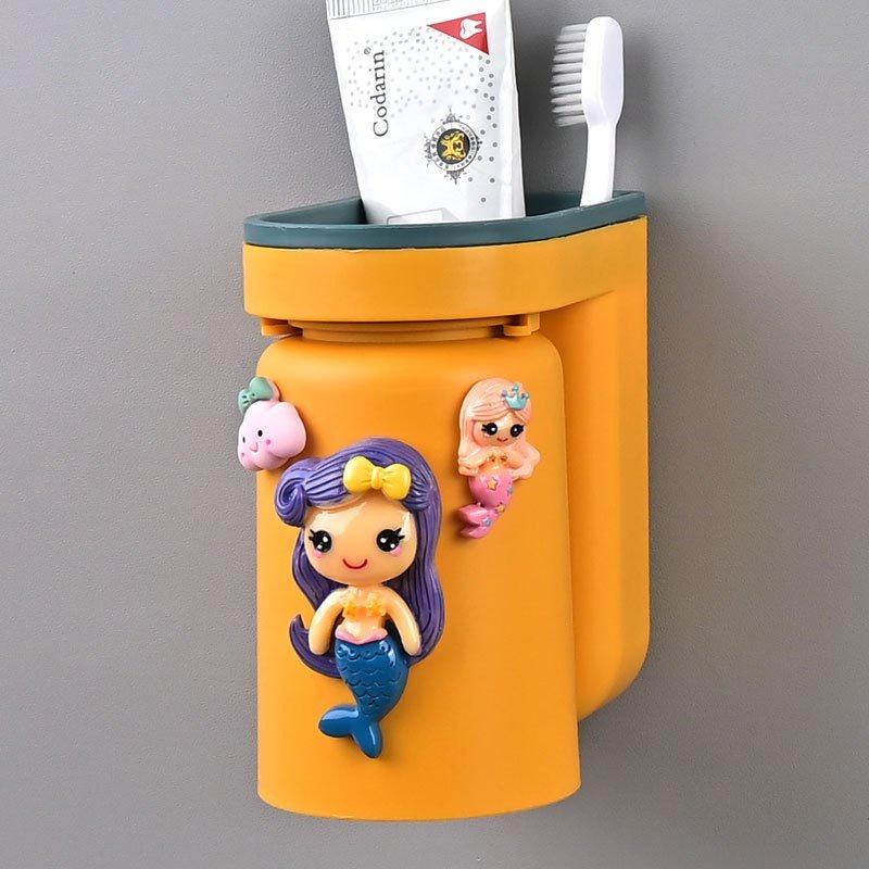 GIÁ ĐỠ BÀN CHẢI KÈM CỐC ĐÁNH RĂNG DÁN TƯỜNG SIÊU DÍNH TẶNG STICKER HOẠT HÌNH ĐÁNG YÊU