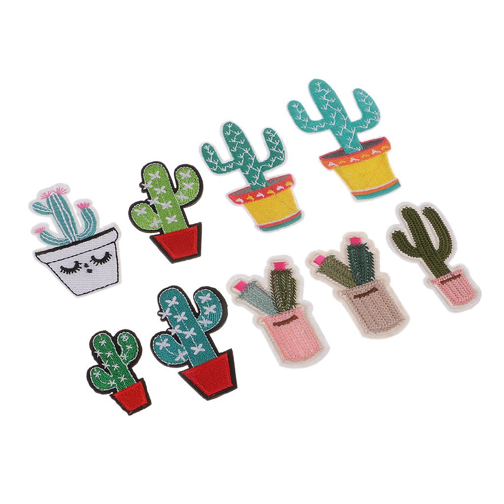 9 Miếng Thêu Thời Trang May Trên Sắt Trên Cactuses Miếng Dán Quần Áo Huy Hiệu Appliques Cho Tự Làm Nghệ Thuật