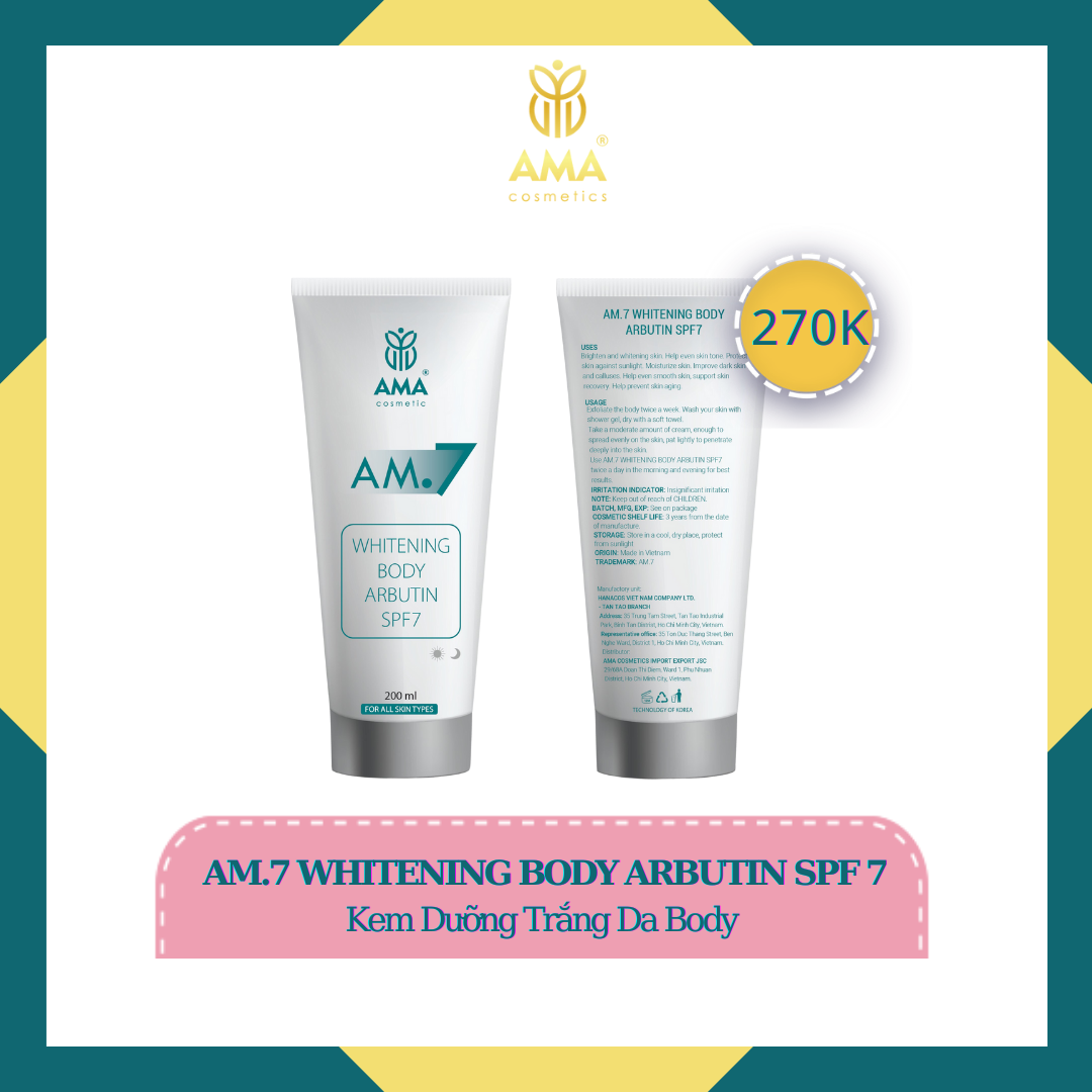 Kem Dưỡng Trắng Da AMA AM.7 WHITENING BODY ARBUTIN SPF 7