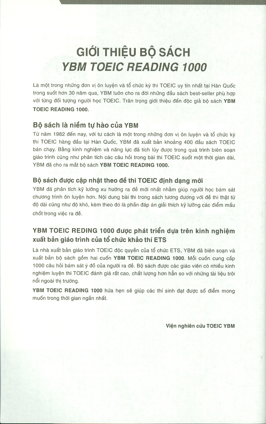 YBM Toeic Reading 1000 - Vol 1