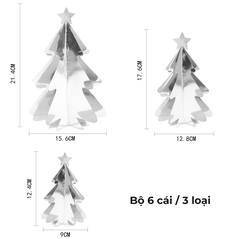 Dây thông gương 3D trang trí noel bộ 6 cái TTGS003