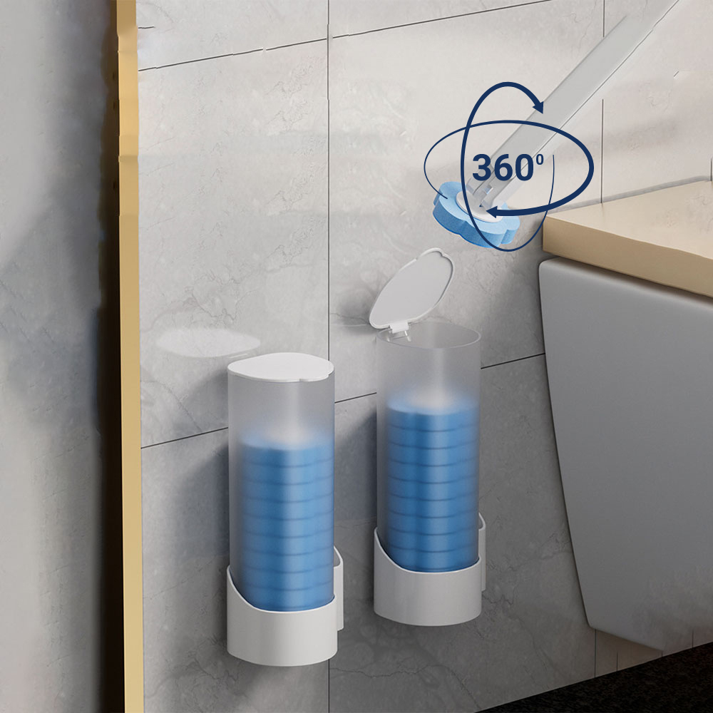 Bộ Cọ Vệ Sinh Dùng Một Lần Gắn Tường, Cọ Toilet Xoay 360 Độ Thế Hệ Mới Có Đầu Thay Thế - Giao Màu Ngẫu Nhiên