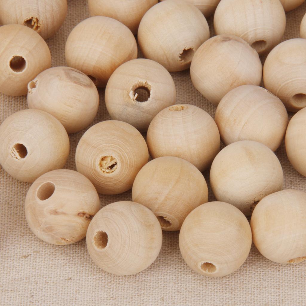 50pcs Natural Wooden Unpainted Craft Beads 16mm Jewelry Making Findings DIY