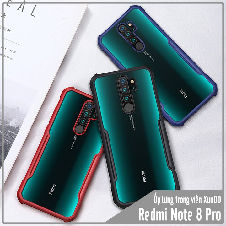 Ốp lưng chống sốc cho Xiaomi Redmi Note 8 Pro, mặt lưng trong viền nhựa TPU dẻo màu XUNDD