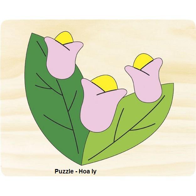 Tranh ghép các loại hoa - Wooden Puzzle 20x25cm