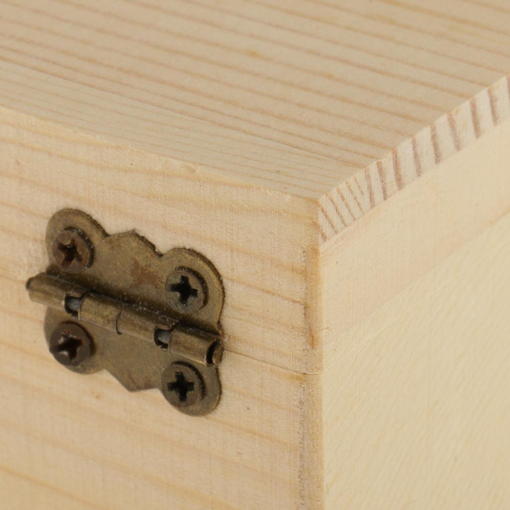 2xSquare Shape Unfinished Wooden Jewelry Gift Box for Kids DIY Craft Toys