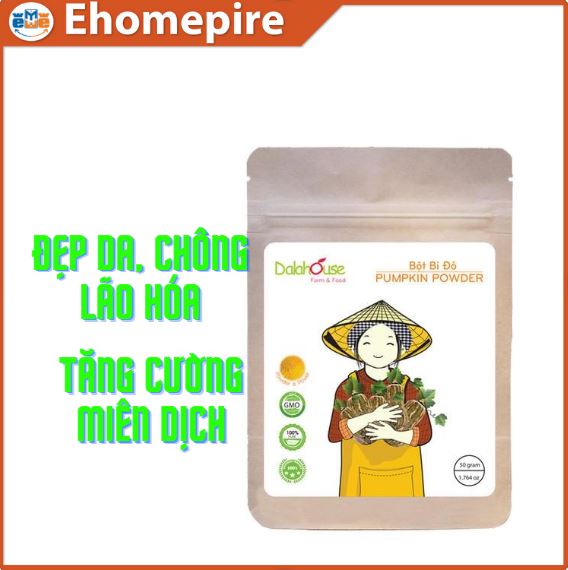 Bột bí đỏ hữu cơ sấy lạnh Dalahouse 50G  - Giàu chất chống oxy hóa, làm dịu cơn đau dạ dày, thải độc và hỗ trợ tiêu hóa