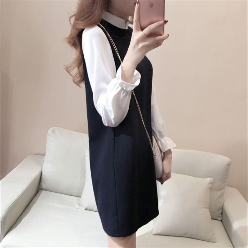 Đầm suông phối sơ mi dv48