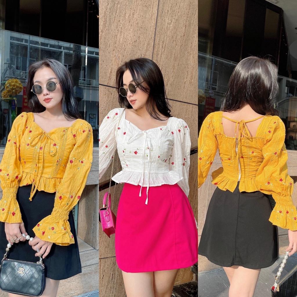 SET ÁO HOA CỔ U KÈM CHÂN VÁY