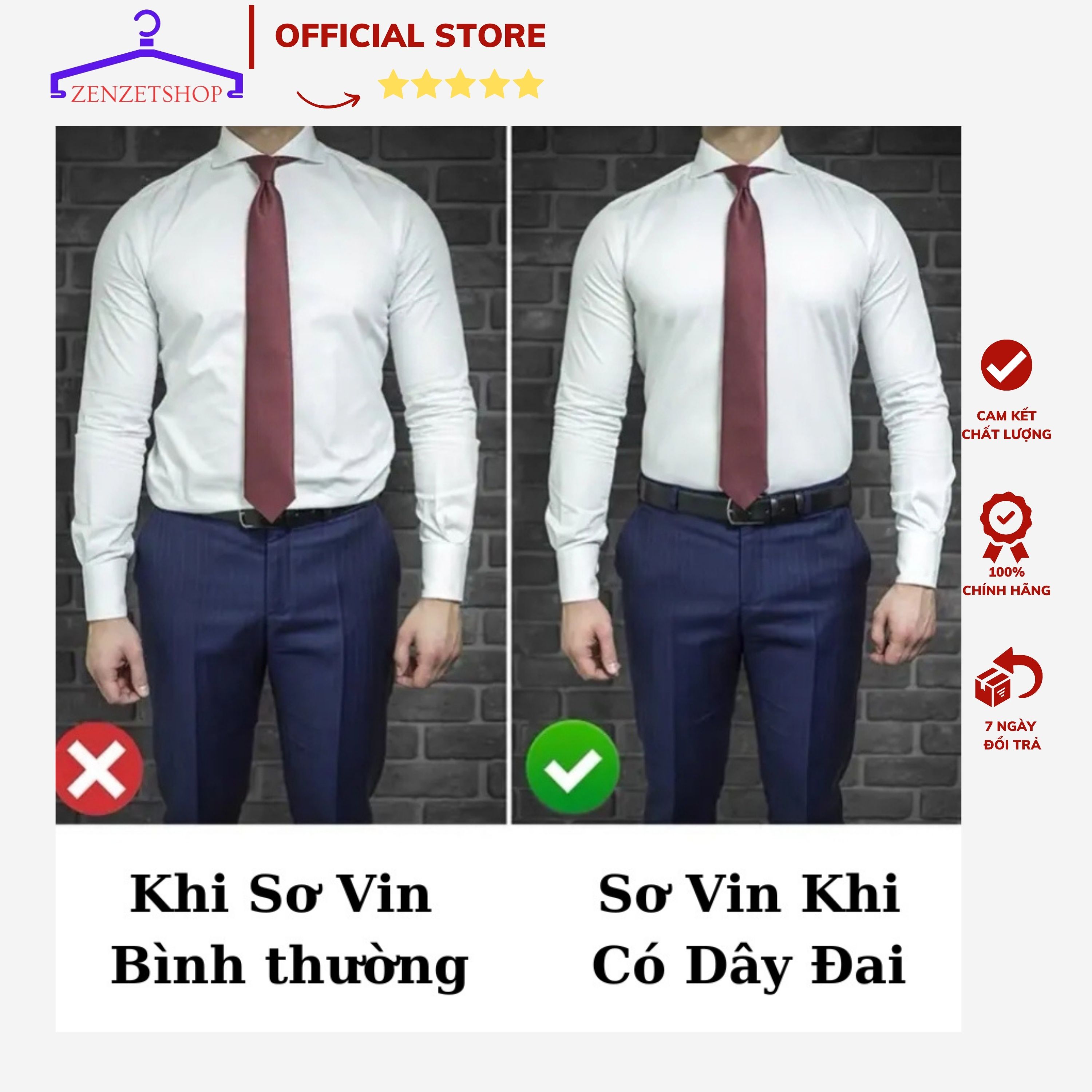 Dây Đai Giữ Áo Sơ Mi khi Sơ Vin thẳng đẹp có hộp Shirt Stay-dây nịt khít áo sơ mi co giãn cho nam nữ ZENZETSHOP PK02