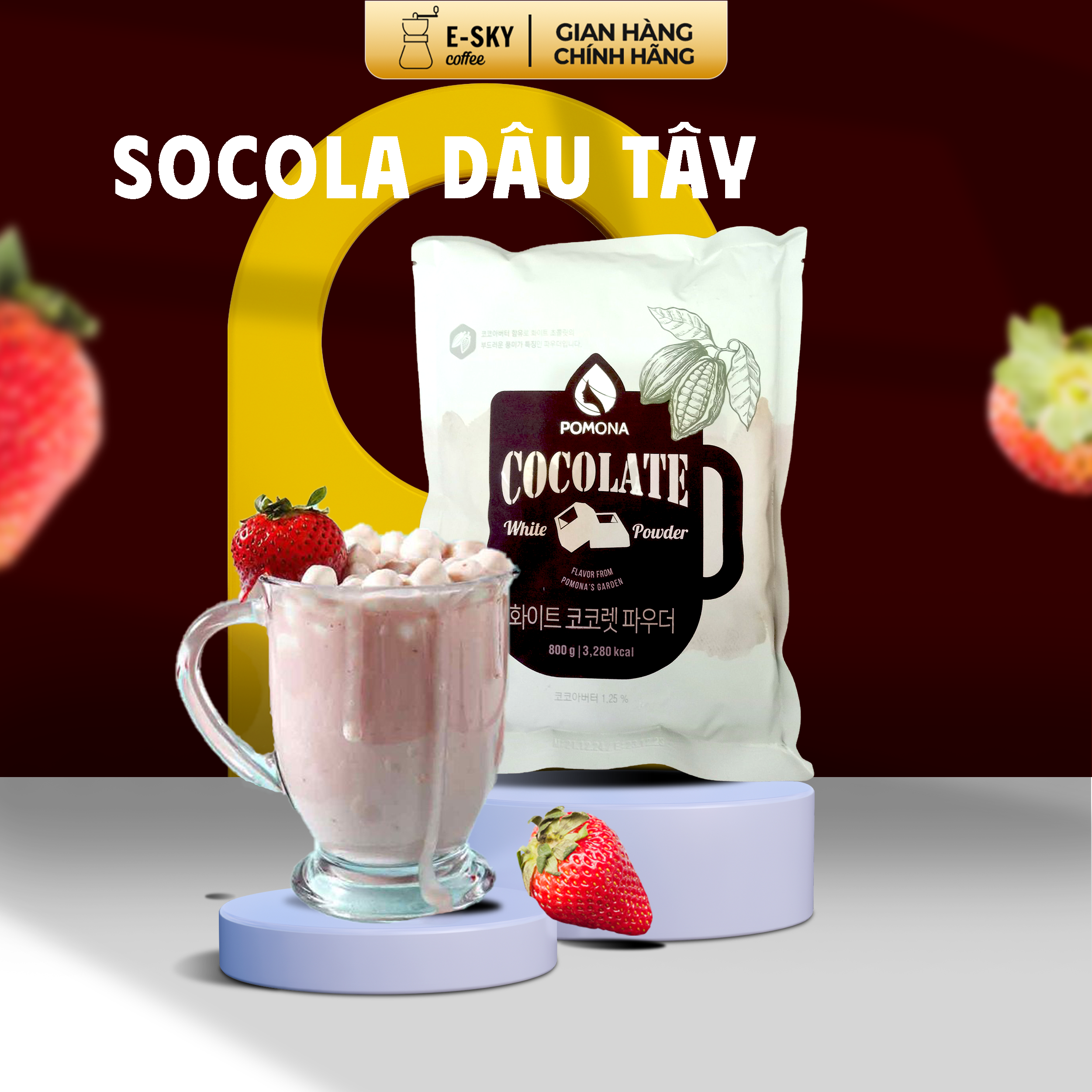 Bột Socola Trắng White Chocolate Pomona Powder Nguyên Liệu Pha Chế Cà Phê, Latte, Mocha, Trà Sữa, Sữa Lắc Hàn Quốc Gói 800g 