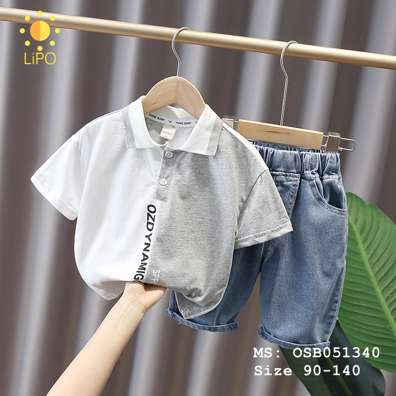 Sét đồ bộ cho bé, Set quần áo trẻ em áo polo quần jean cho bé trai bé gái - OSB051