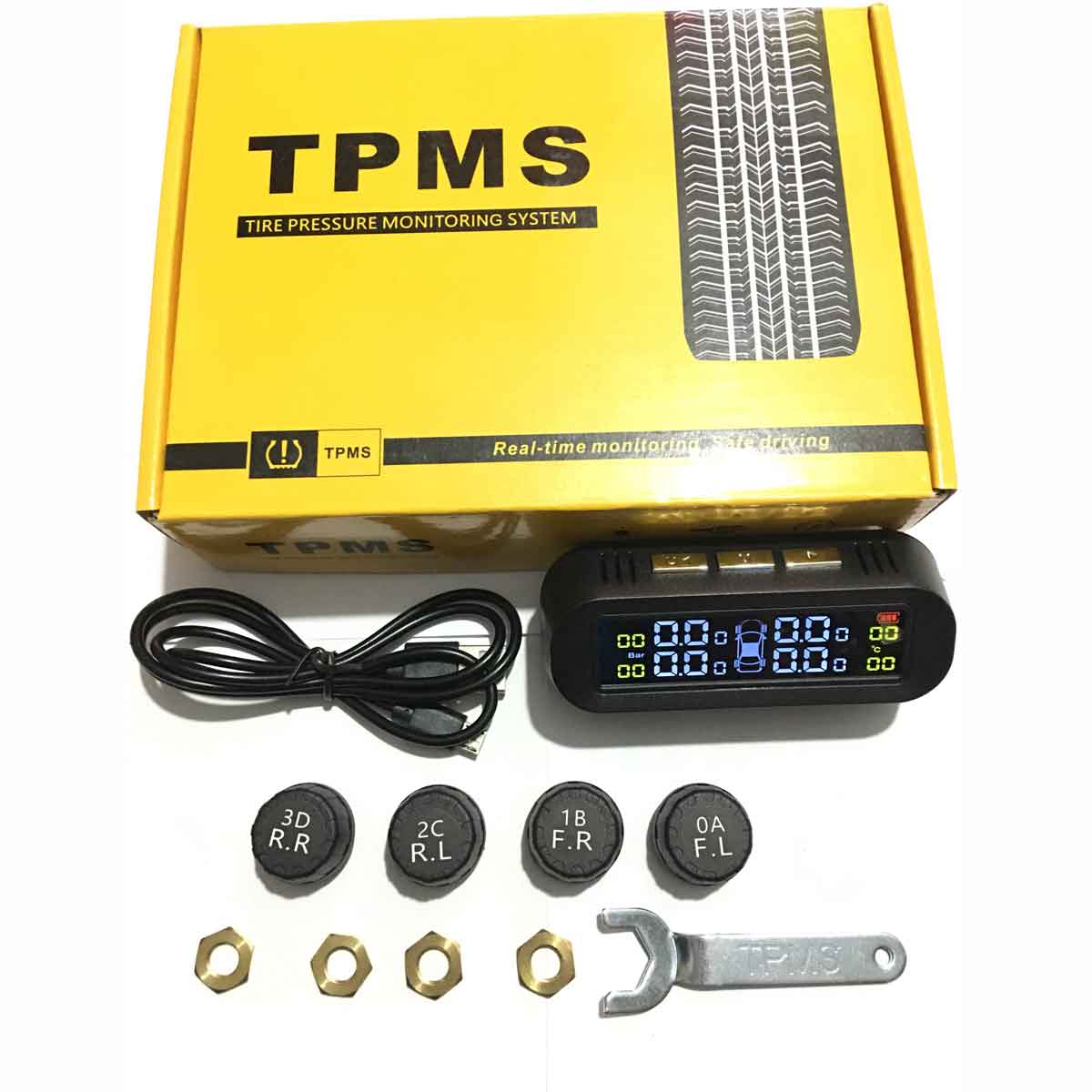 Cảm Biến Áp Suất Lốp TPMS Gắn Ngoài Màn Hình Dán Kính Lái Năng Lượng Mặt Trời