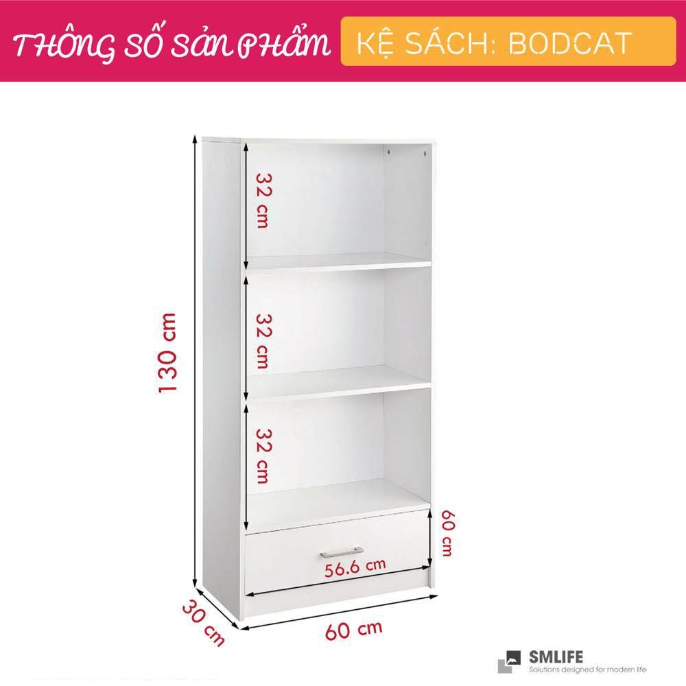 Kệ sách gỗ hiện đại SMLIFE Bodcat  | Gỗ MDF dày 17mm chống ẩm | D60xR30xC130cm - Màu