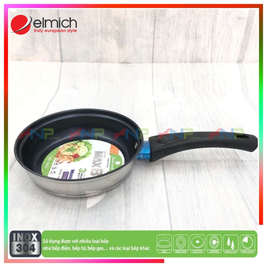 CHẢO INOX  3 ĐÁY CHỐNG DÍNH ELMICH SMARTCOOK MAX B  (Size 16 - 20 - 24 - 26cm) - Hàng Chính Hãng