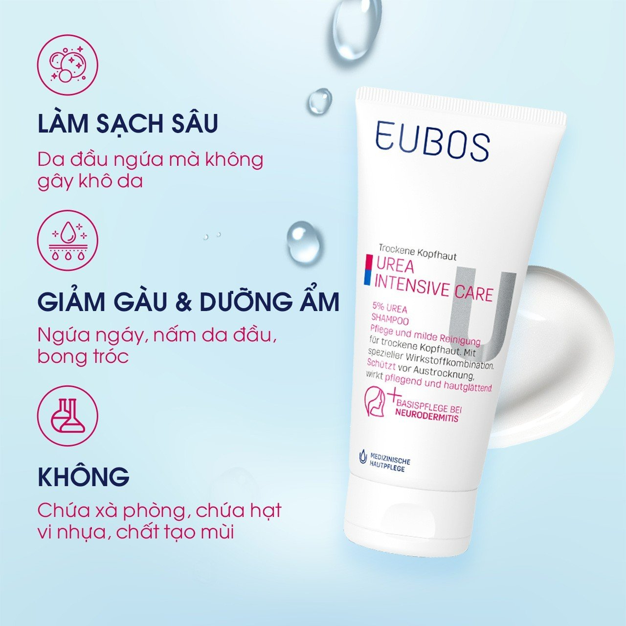 Dầu Gội Cho Da Khô Vẩy Nến, Nấm Eubos Urea 5% Shampoo (200ml)