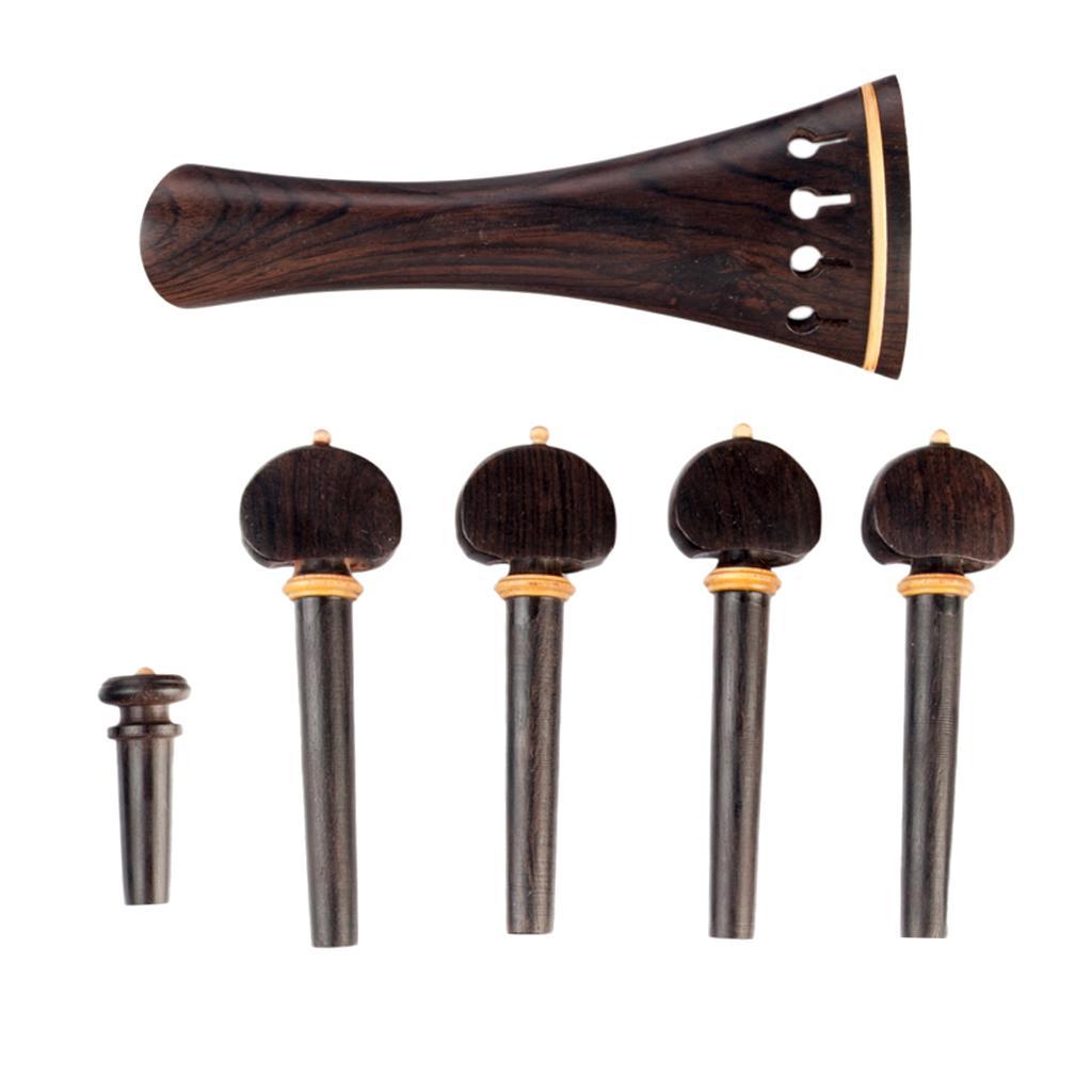 1 Set Ebony 4/4 Violin Parts with Tailpiece Tuner Tuning Peg