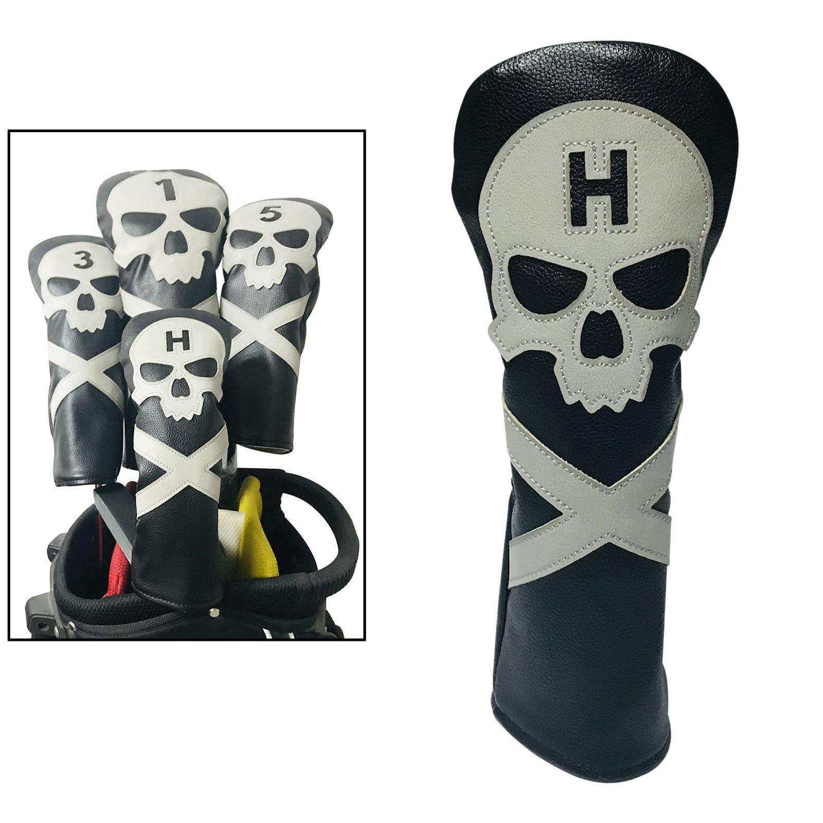 2x Cover Driver Cover Golf 1 3 5 UT Covers Replacement Guard with Skull Pattern And Numbers