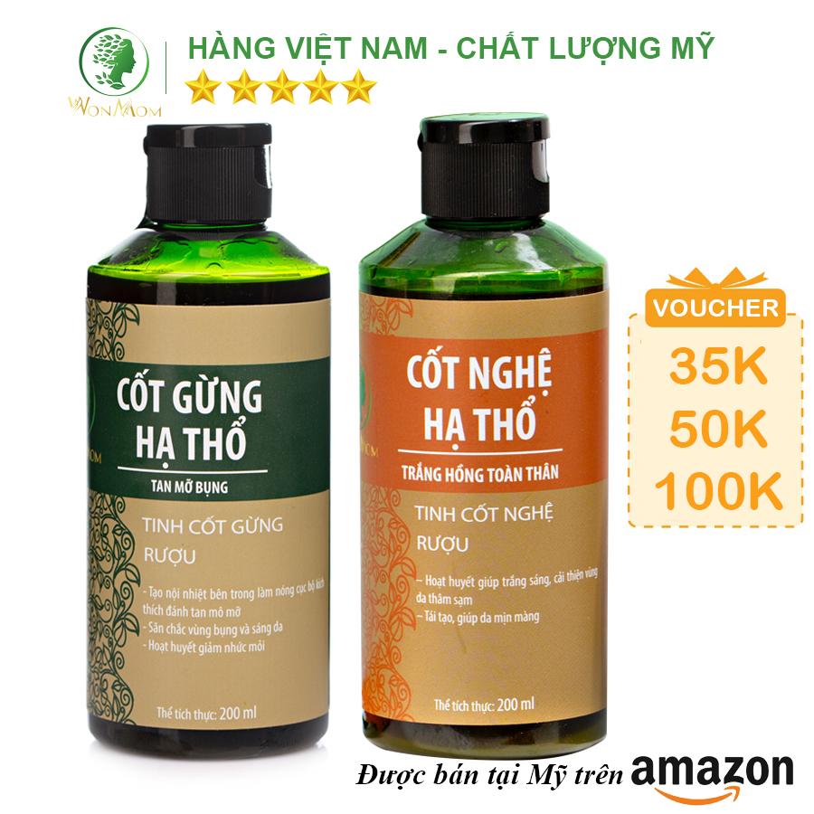 Combo dưỡng trắng body và săn chắc eo sau sinh Wonmom ( 1 Cốt nghệ + 1 Cốt gừng hạ thổ )