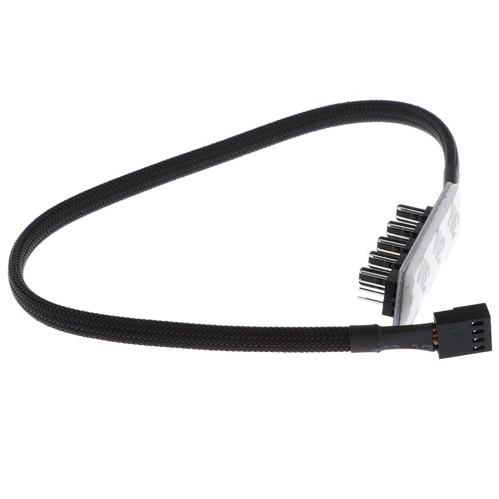 5 Way PWM Splitter Hub 4pin/3pin CPU Computer Fan Black Sleeved 12V